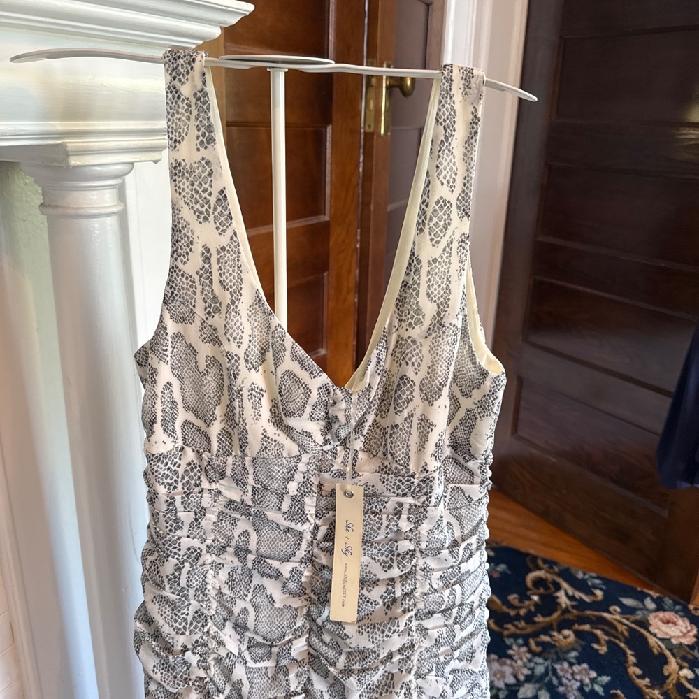 She + Sky snakeskin‎ gathered dress. NWT. - Picture 3 of 6
